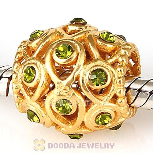 Sterling Silver Gold Plated Ocean Treasures Beads with Olivine Austrian Crystal