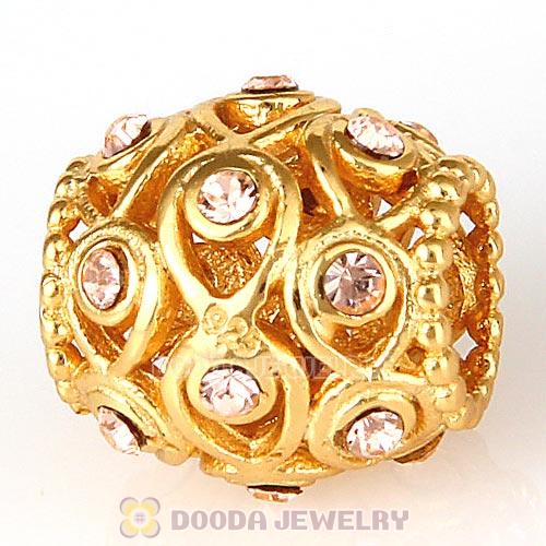 Sterling Silver Gold Plated Ocean Treasures Beads with Light Peach Austrian Crystal