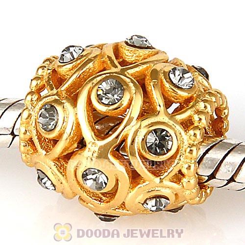 Sterling Silver Gold Plated Ocean Treasures Beads with Black Diamond Austrian Crystal
