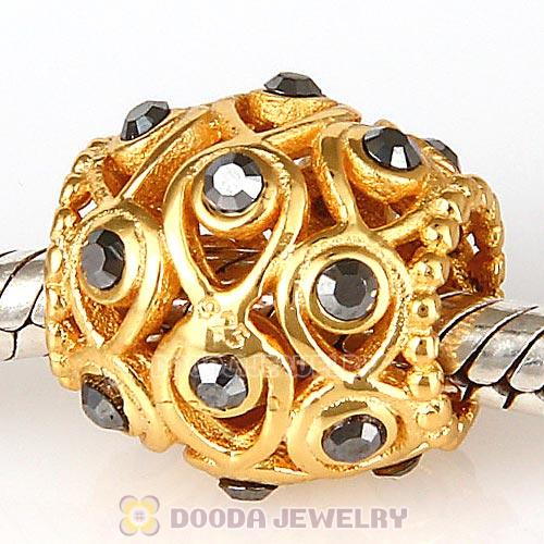Sterling Silver Gold Plated Ocean Treasures Beads with Jet Hematite Austrian Crystal