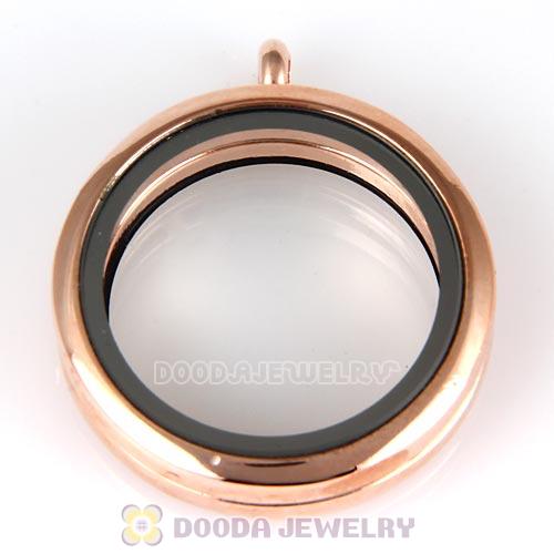 30mm Rose Gold Plated Alloy Glass Floating Locket Pendant Wholesale