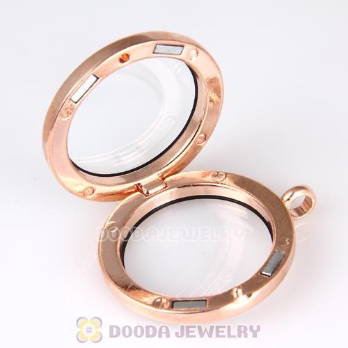 30mm Rose Gold Plated Alloy Glass Floating Locket Pendant Wholesale