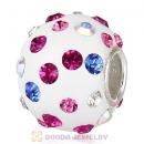 10X13 Big Charm Beads With Austrian Crystal In 925 Silver Core