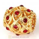 Sterling Silver Gold Plated Ocean Treasures Beads with Siam Austrian Crystal