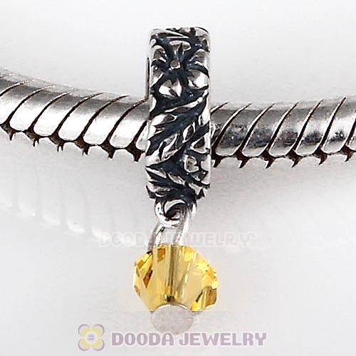 925 Sterling Silver European Style Dangle Beads with Crystal Stone