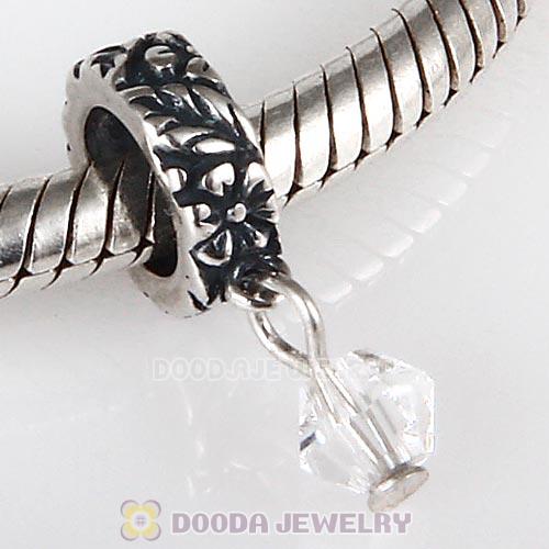 925 Sterling Silver European Style Dangle Beads with Crystal Stone