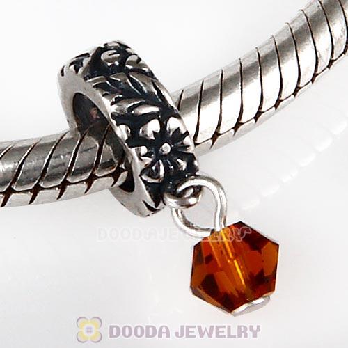 925 Sterling Silver European Style Dangle Beads with Crystal Stone