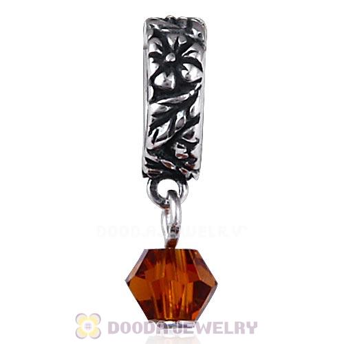 925 Sterling Silver European Style Dangle Beads with Crystal Stone