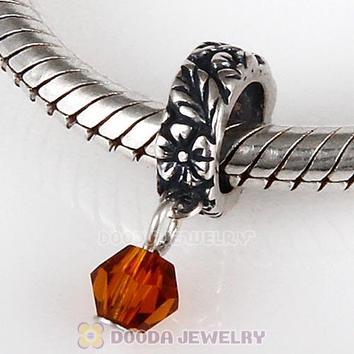 925 Sterling Silver European Style Dangle Beads with Crystal Stone