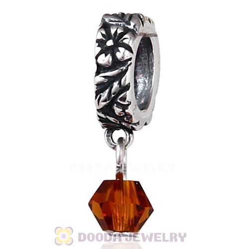 925 Sterling Silver European Style Dangle Beads with Crystal Stone