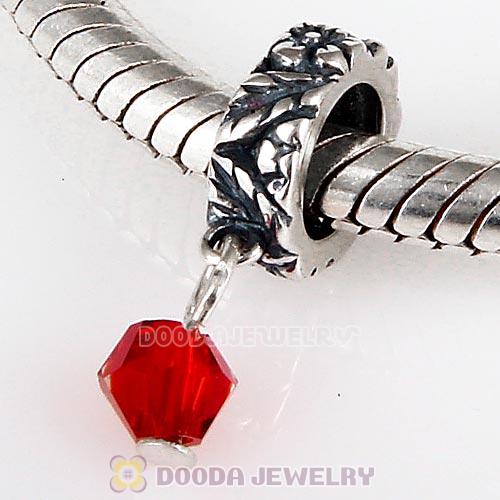 925 Sterling Silver European Style Dangle Beads with Crystal Stone