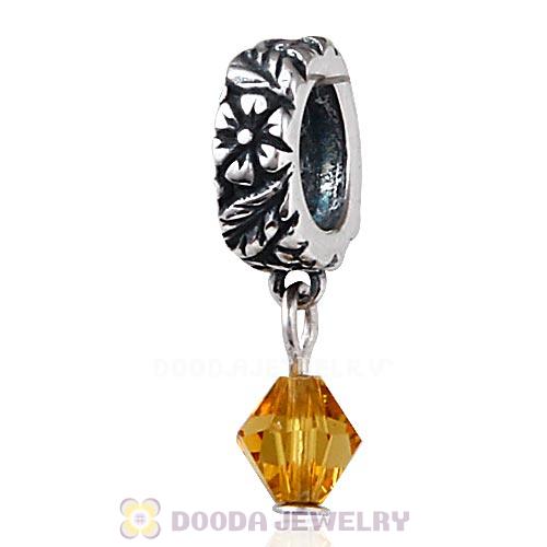 925 Sterling Silver European Style Dangle Beads with Crystal Stone