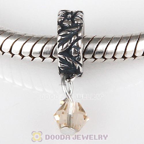 925 Sterling Silver European Style Dangle Beads with Crystal Stone