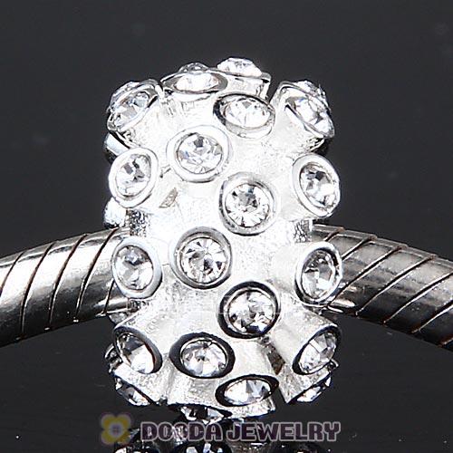 Sterling Silver Loose Pave Beads with Clear Austrian Crystal