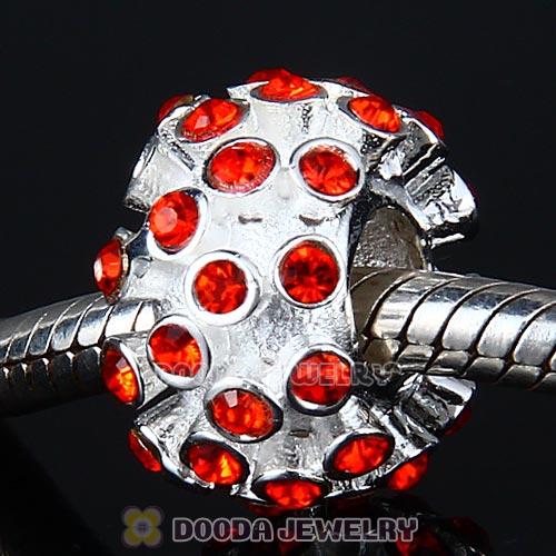 Sterling Silver Loose Pave Beads with Hyacinth Austrian Crystal