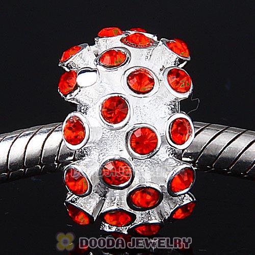 Sterling Silver Loose Pave Beads with Hyacinth Austrian Crystal