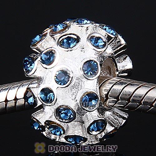 Sterling Silver Loose Pave Beads with Montana Austrian Crystal