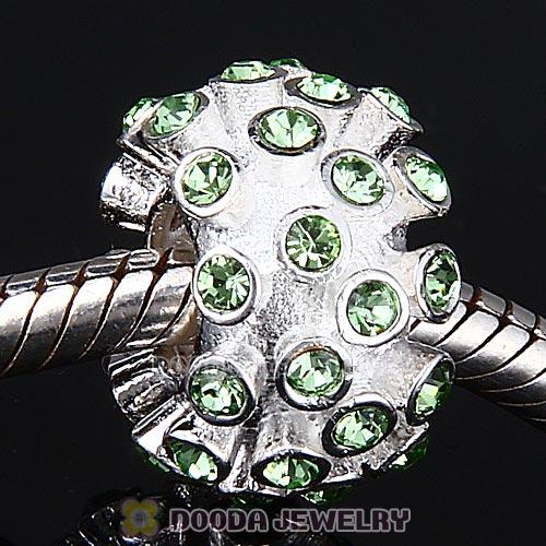 Sterling Silver Loose Pave Beads with Peridot Austrian Crystal