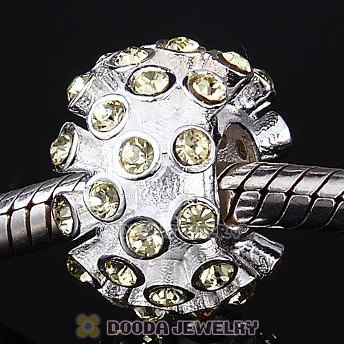 Sterling Silver Loose Pave Beads with Jonquil Austrian Crystal
