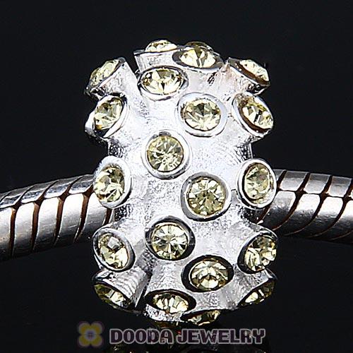 Sterling Silver Loose Pave Beads with Jonquil Austrian Crystal