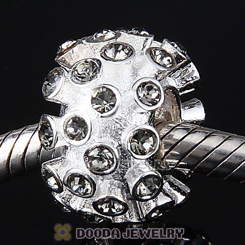 Sterling Silver Loose Pave Beads with Black Diamond Austrian Crystal