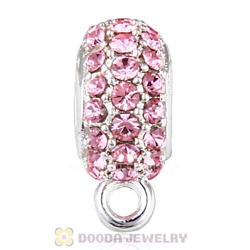 European Sterling Silver Pave Beads with Light Rose Austrian Crystal
