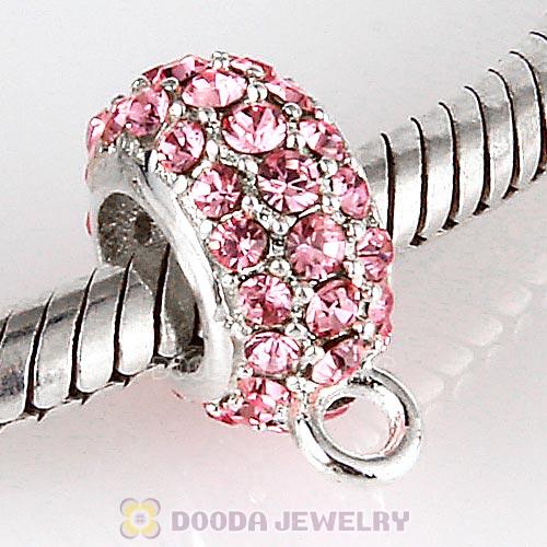 European Sterling Silver Pave Beads with Light Rose Austrian Crystal