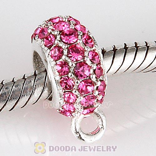 European Sterling Silver Pave Beads with Rose Austrian Crystal
