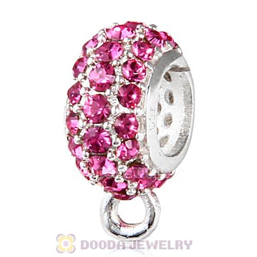 European Sterling Silver Pave Beads with Rose Austrian Crystal
