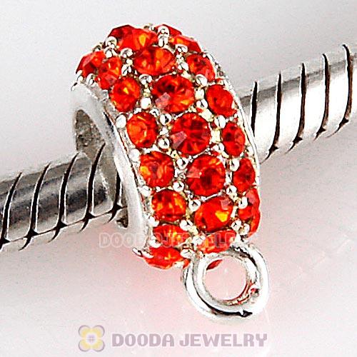 European Sterling Silver Pave Beads with Hyacinth Austrian Crystal