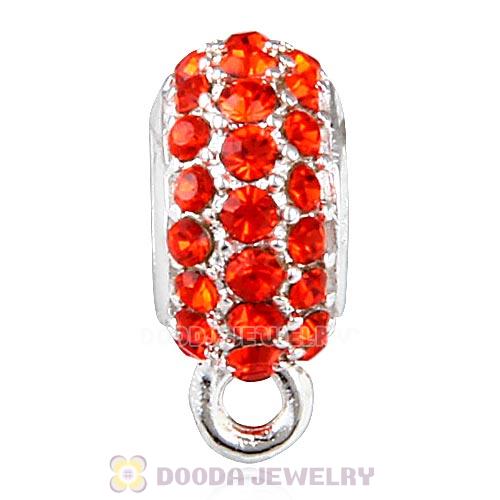 European Sterling Silver Pave Beads with Hyacinth Austrian Crystal