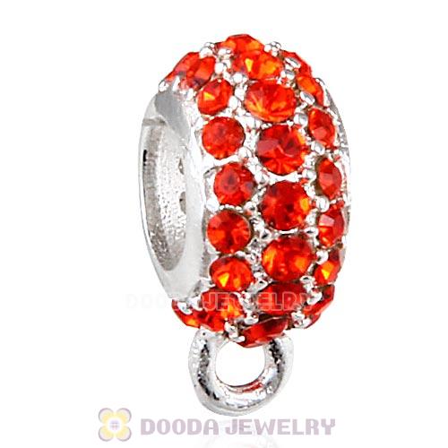 European Sterling Silver Pave Beads with Hyacinth Austrian Crystal