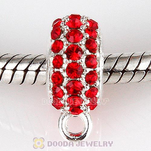 European Sterling Silver Pave Beads with Light Siam Austrian Crystal