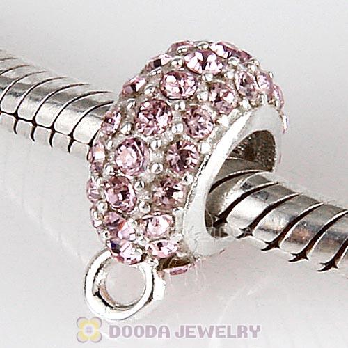 European Sterling Silver Pave Beads with Light Amethyst Austrian Crystal