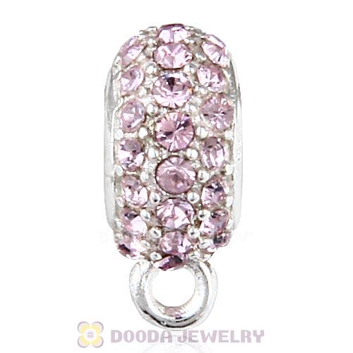 European Sterling Silver Pave Beads with Light Amethyst Austrian Crystal