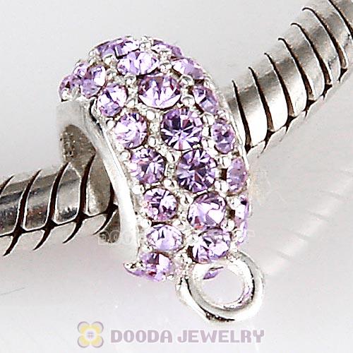 European Sterling Silver Pave Beads with Violet Austrian Crystal