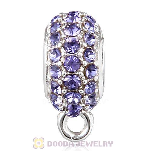 European Sterling Silver Pave Beads with Tanzanite Austrian Crystal