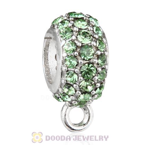 European Sterling Silver Pave Beads with Peridot Austrian Crystal