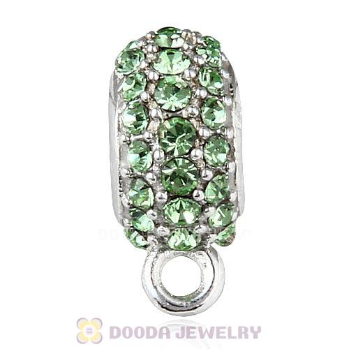 European Sterling Silver Pave Beads with Peridot Austrian Crystal