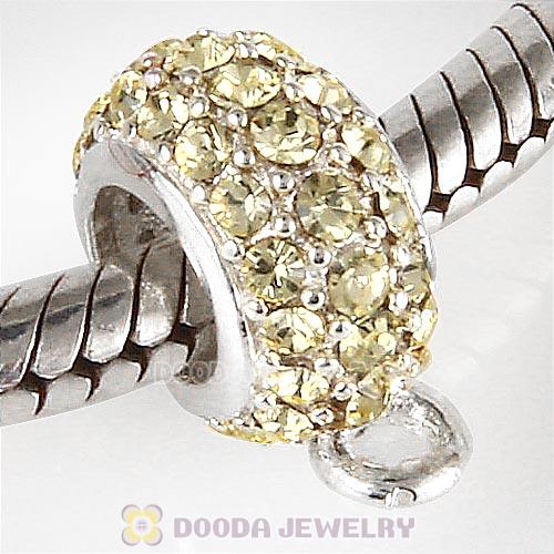 European Sterling Silver Pave Beads with Jonquil Austrian Crystal
