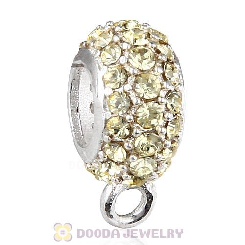 European Sterling Silver Pave Beads with Jonquil Austrian Crystal