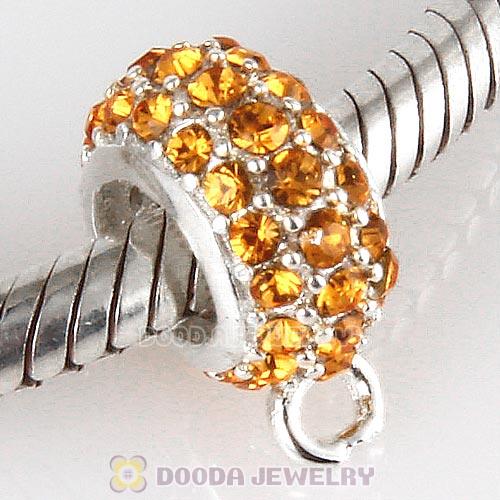 European Sterling Silver Pave Beads with Topaz Austrian Crystal