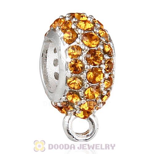 European Sterling Silver Pave Beads with Topaz Austrian Crystal