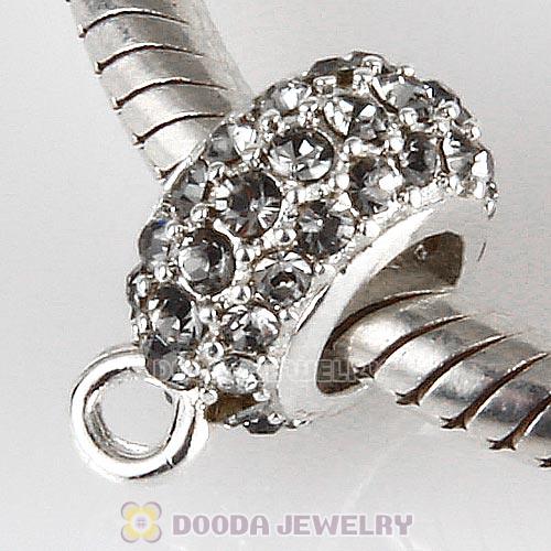 European Sterling Silver Pave Beads with Black Diamond Austrian Crystal