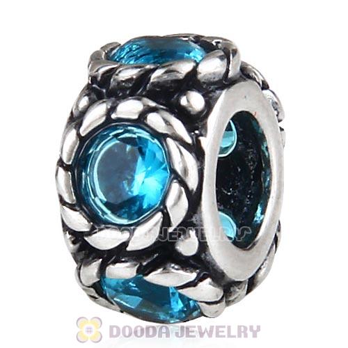 European Antique Sterling Silver Spacer Beads with CZ Stone