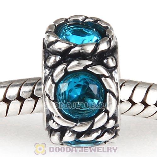 European Antique Sterling Silver Spacer Beads with CZ Stone