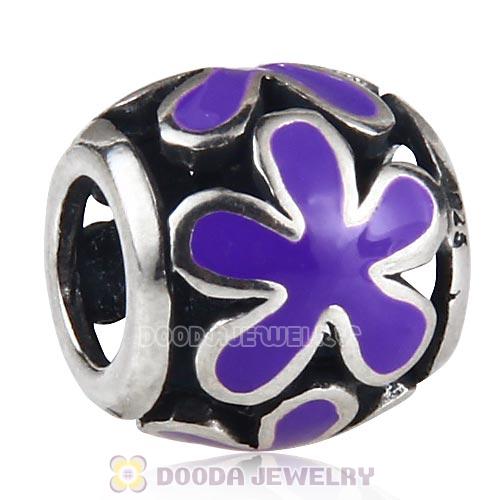 Sterling Silver Enamel Flower Beads European Style