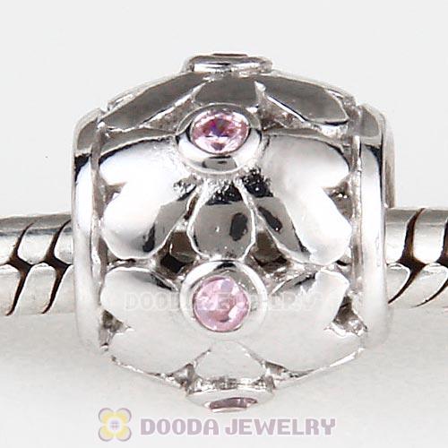 925 Sterling Silver European Flower Bead With CZ Stone Wholesale