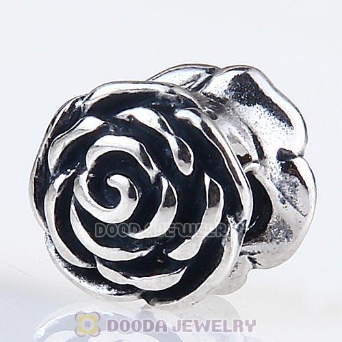 Antique Sterling Silver Rose Charm Beads European Style