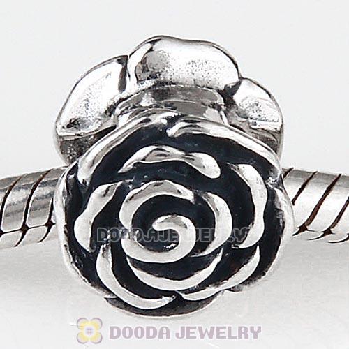 Antique Sterling Silver Rose Charm Beads European Style